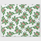 Holly Berries groen Cadeaupapier (Vlak)
