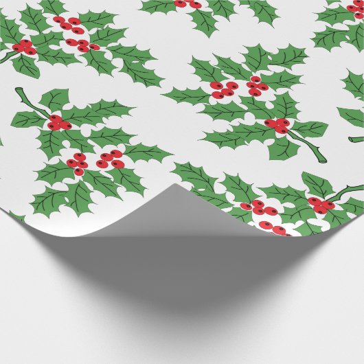 Holly Berries groen Cadeaupapier (Hoek)