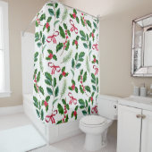 Holly Berries Holly laat Mistletoe Holiday Xmas Douchegordijn (In situ)