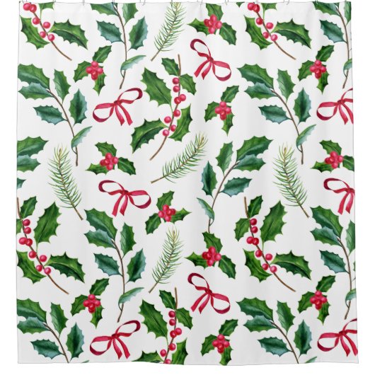 Holly Berries Holly laat Mistletoe Holiday Xmas Douchegordijn (Voorkant)