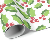 Holly Berries Holly Leaves Mistletoe Holiday Cadeaupapier (Rol Hoek)