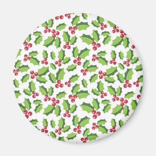 Holly Berries Holly Leaves Mistletoe Holiday Magneet (Voorkant)