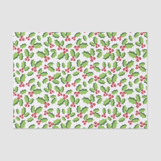 Holly Berries Holly Leaves Mistletoe Holiday Tissuepapier (Voorkant)