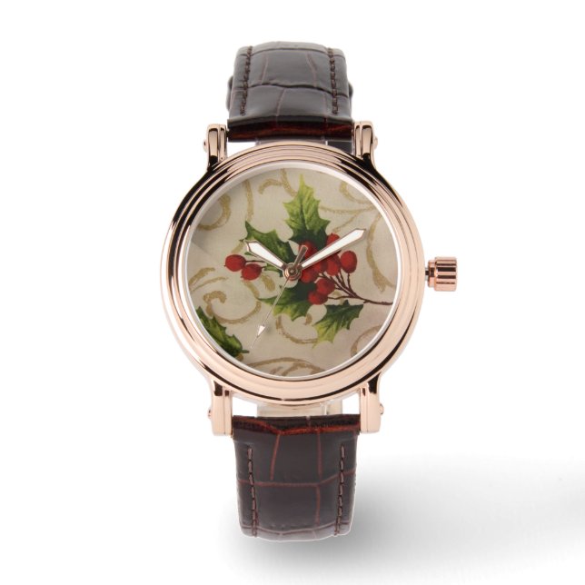 Holly Berries Horloge (Voorkant)