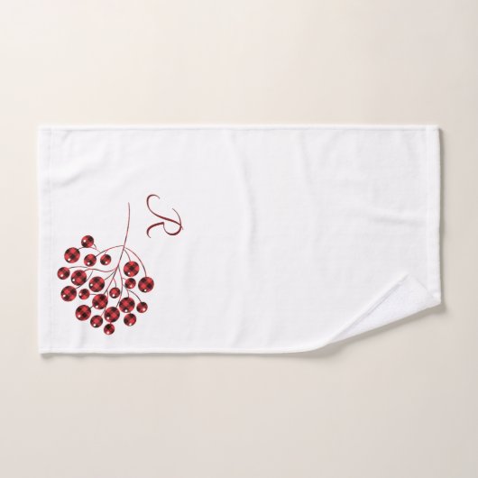 Holly Berries in Red en Black Buffalo Pset Bad Handdoek (Handdoek)