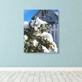 Holly Berries in Snow - Martha's wijngaard Canvas Afdruk (Insitu (Houten vloer))