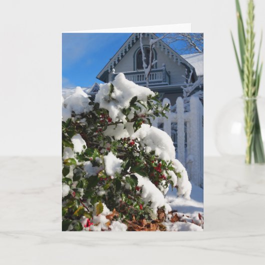 Holly Berries in Snow - Martha's wijngaard Kaart (Voorkant)