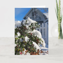 Holly Berries in Snow - Martha's wijngaard Kaart