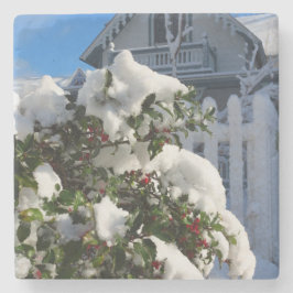 Holly Berries in Snow - Martha's wijngaard Stenen Onderzetter