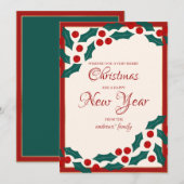 Holly Berries Ivy verlaat kerst aan de grens Feestdagenkaart (Voorkant / Achterkant)