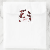 Holly Berries Joy Kerstfeestdag Vierkante Sticker (Tas)
