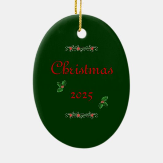 'Holly & Berries' Kerst 2025 Ornament (Achterkant)