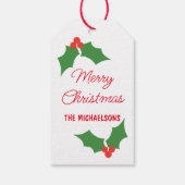 Holly Berries Kerst Cadeaulabel (Achterkant)