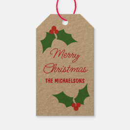 Holly Berries Kerst Cadeaulabel