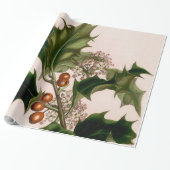 holly berries , kerst cadeaupapier (Uitgerold)