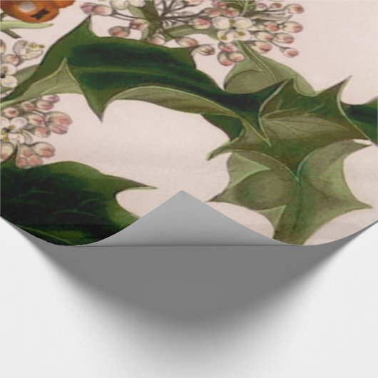 holly berries , kerst cadeaupapier (Hoek)