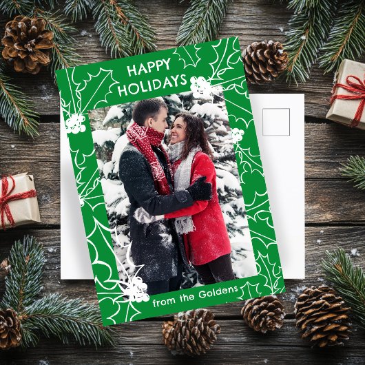 Holly Berries Kerst CUSTOM FOTO Briefkaart