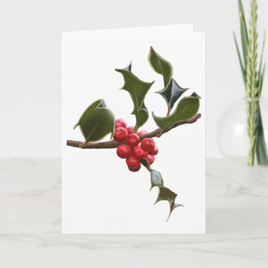 Holly Berries Kerst Kaart (Voorkant)