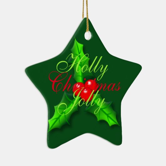 Holly berries kerst keramisch ornament (Rechts)