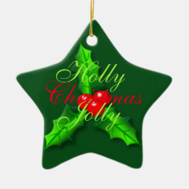 Holly berries kerst keramisch ornament