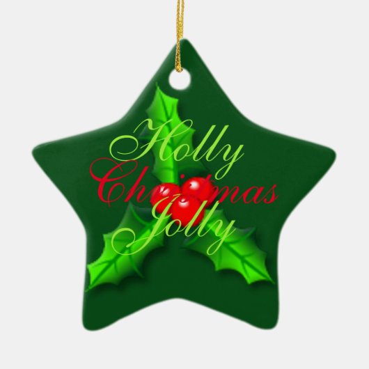 Holly berries kerst keramisch ornament (Voorkant)
