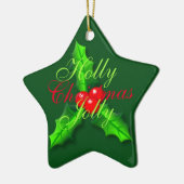 Holly berries kerst keramisch ornament (Links)