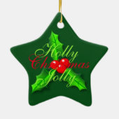 Holly berries kerst keramisch ornament (Achterkant)