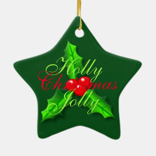 Holly berries kerst keramisch ornament (Achterkant)