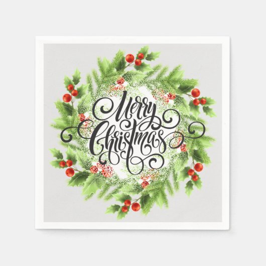 Holly Berries Kerst Servet (Voorkant)
