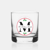 Holly Berries Kerst Vakantie Monogram Familie Whisky Glas (Achterkant)