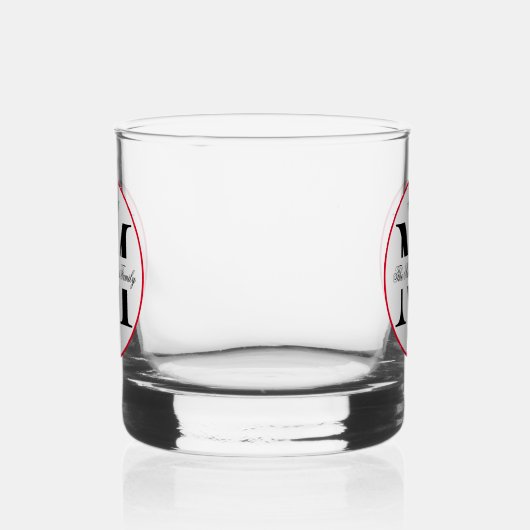 Holly Berries Kerst Vakantie Monogram Familie Whisky Glas (Rechts)