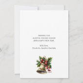 Holly Berries Kerstbel Gelukkig Nieuwjaar Kaart (Achterkant)