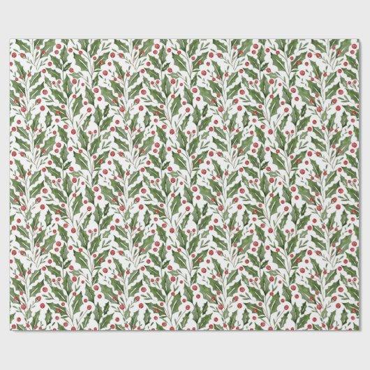Holly Berries kerstcadeau Cadeaupapier (Vlak)