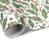 Holly Berries kerstcadeau Cadeaupapier (Rol Hoek)