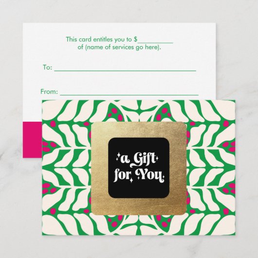 Holly Berries Kerstcadeaubon (Voorkant / Achterkant)