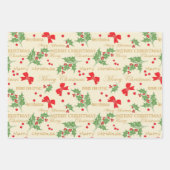 Holly Berries Kerstdecoratie Inpakpapier Vel (Voorkant 2)