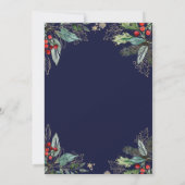 Holly Berries kerstfeest bruiloft repesal Dinner Kaart (Achterkant)