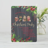 Holly Berries, kerstfeest Drink Company kerst Kaart (Staand voorkant)
