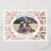 Holly Berries - Kerstfeest Folie Feestdagenkaart (Voorkant)