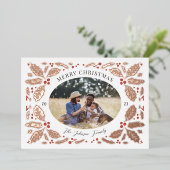 Holly Berries - Kerstfeest Folie Feestdagenkaart (Staand Voorkant)