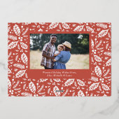 Holly Berries - Kerstfeest Folie Feestdagenkaart (Achterkant)