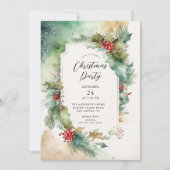 Holly & Berries kerstfeest uitnodiging (Voorkant)