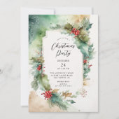 Holly & Berries kerstfeest uitnodiging (Voorkant)