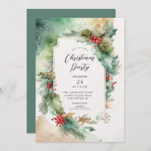 Holly & Berries kerstfeest uitnodiging (Voorkant / Achterkant)