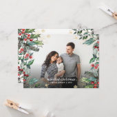 Holly Berries - kerstfeest - Volledige fotofeestda Kaart (Voorkant / Achterkant in situ)