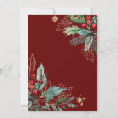 Holly Berries Kerstfeest Weddenschap Bridal Brunch Kaart (Achterkant)