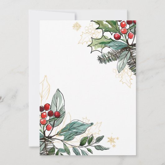 Holly Berries Kerstfeest Weddenschap Bridal Brunch Kaart (Achterkant)