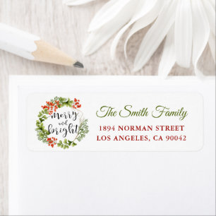 Holly Berries kerstfeestdag Return Address Etiket