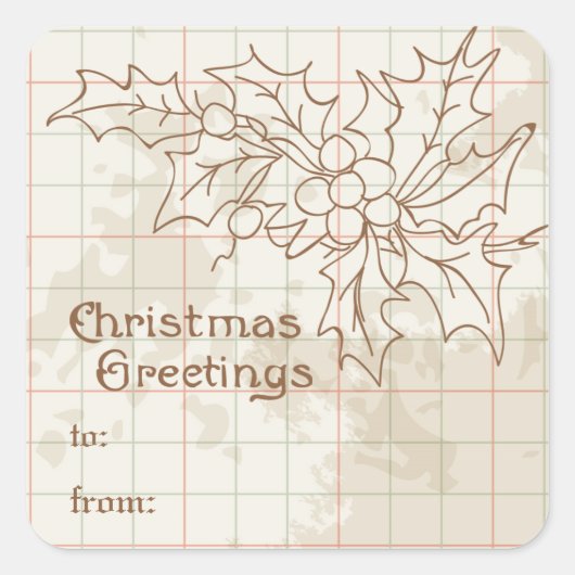  Holly Berries - kerstfeestdag Vierkante Sticker (Voorkant)