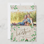 Holly Berries kerstfoto Feestdagenkaart (Voorkant)